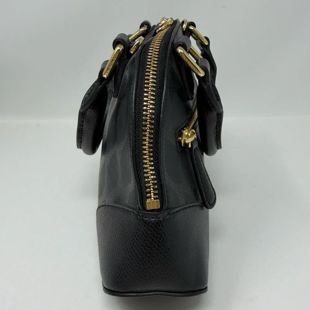 Vera Bradley Leather Mini Angled Bowler Top Handle Bag Black